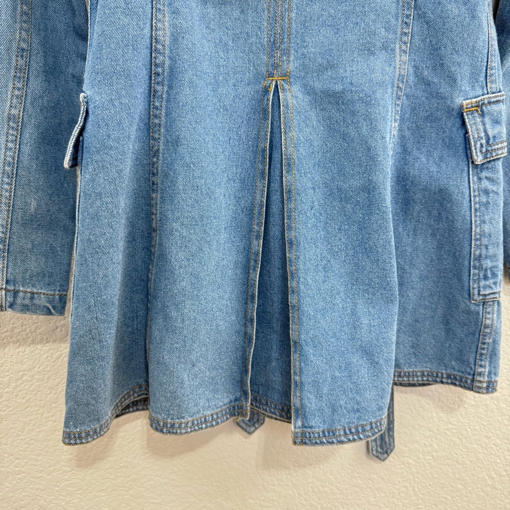 Vintage Forever 21 Denim Belted Jacket 2000s Y2K Trench Style XS - Picture 9 of 11